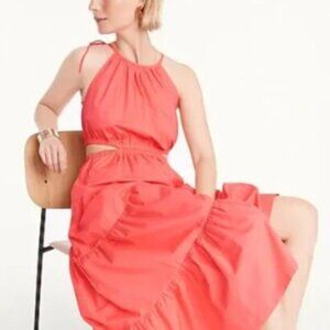 J. Crew Harbour Side Cutout Midi Dress Coral Pink - Size L